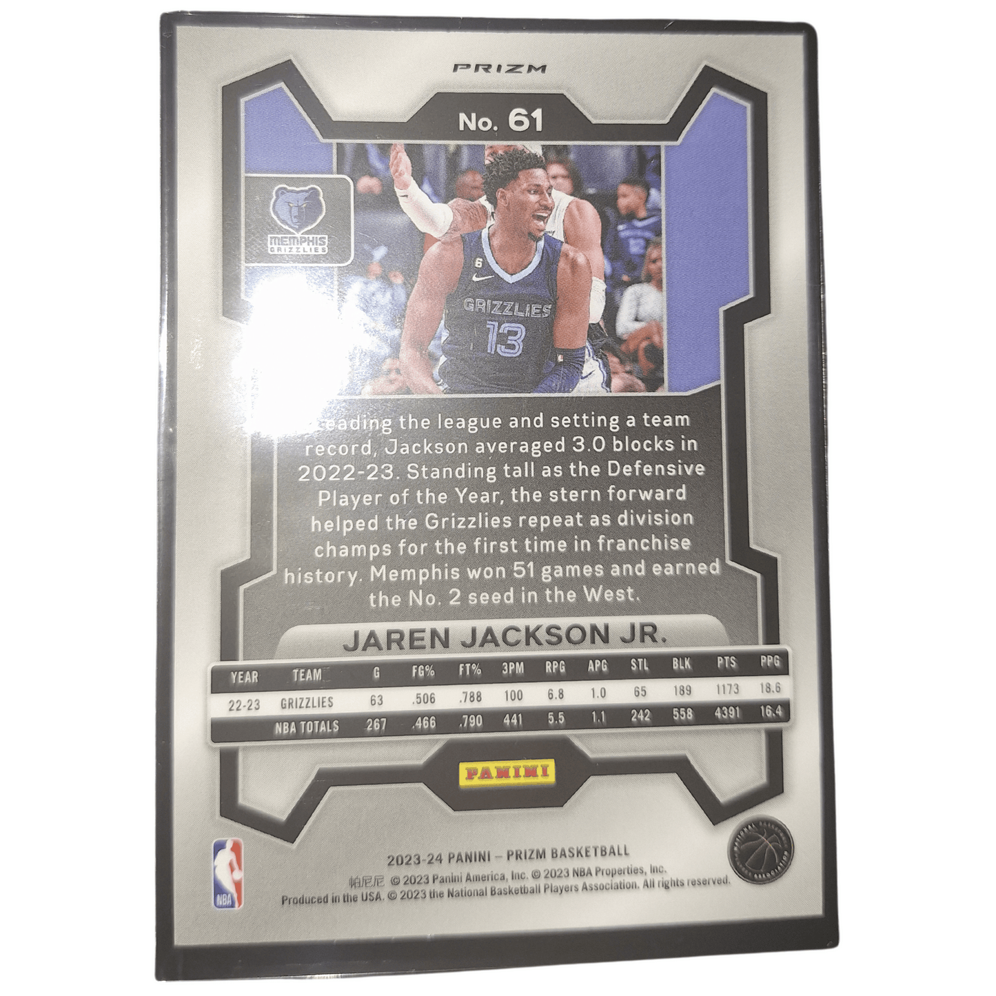 2023-24 Panini Prizm NBA Jaren Jackson Jr #61 RWB Red White Blue Grizzlies Basketball Card