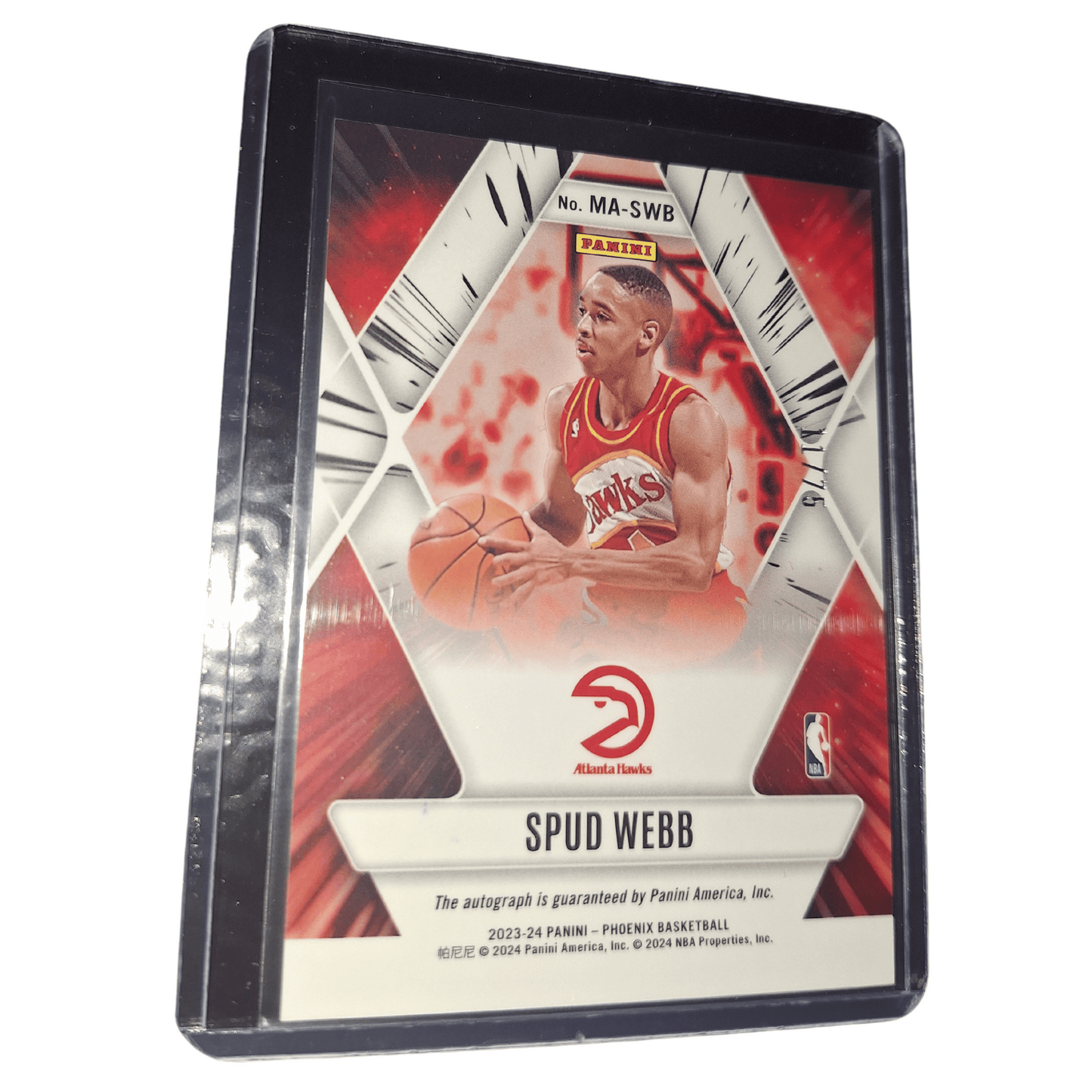 2023-24 Panini Phoenix NBA Spud Webb #MA-SWB Mythical Autograph Silver Prizm /75 Atlanta Hawks Basketball Card