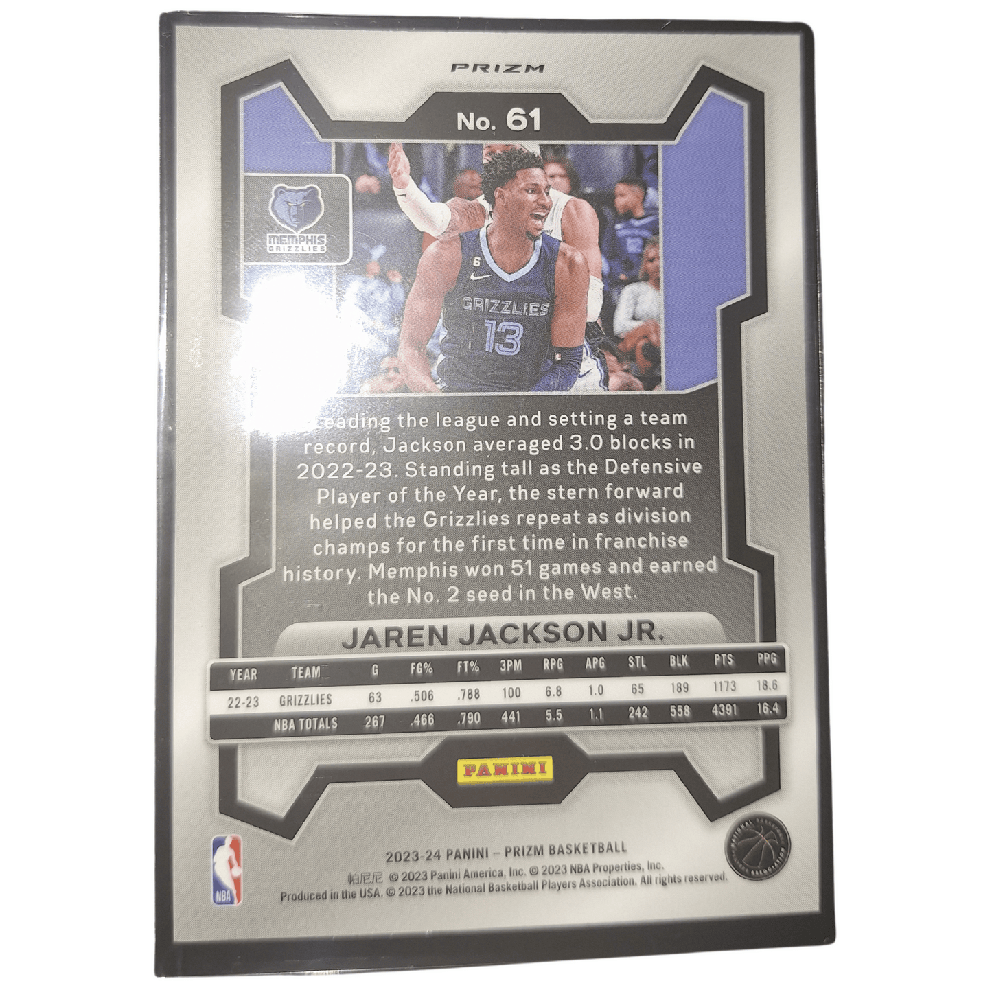 2023-24 Panini Prizm NBA Jaren Jackson Jr #61 RWB Red White Blue Grizzlies Basketball Card