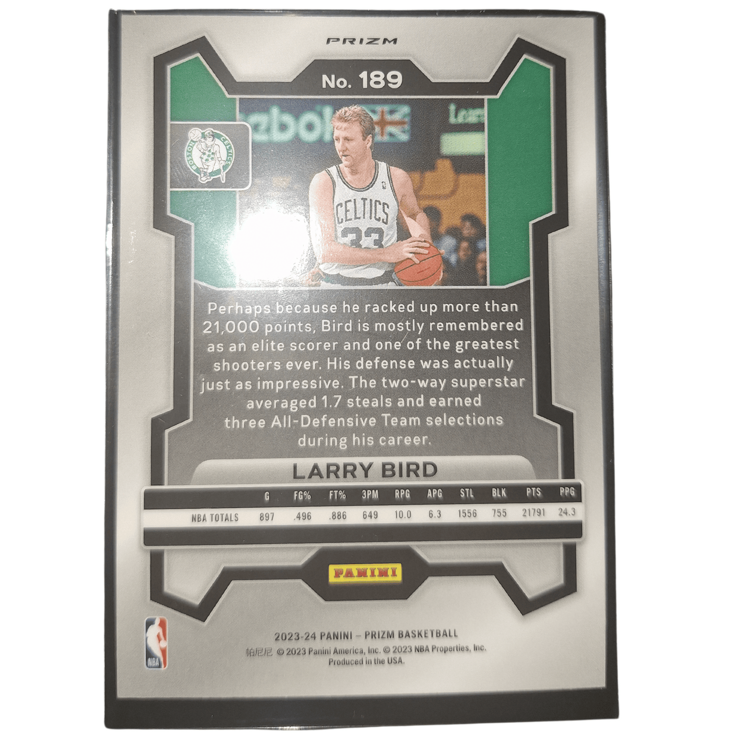 2023-24 Panini Prizm NBA Larry Bird #189 RWB Red White Blue Boston Celtics Basketball Card