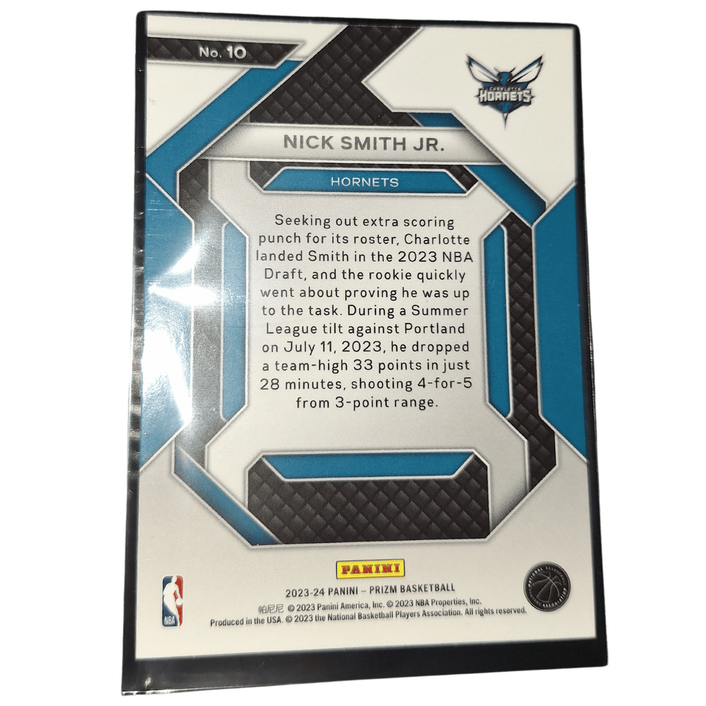 2023-24 Panini Prizm NBA Nick Smith Jr. #10 Emergent Charlotte Hornets Basketball Card