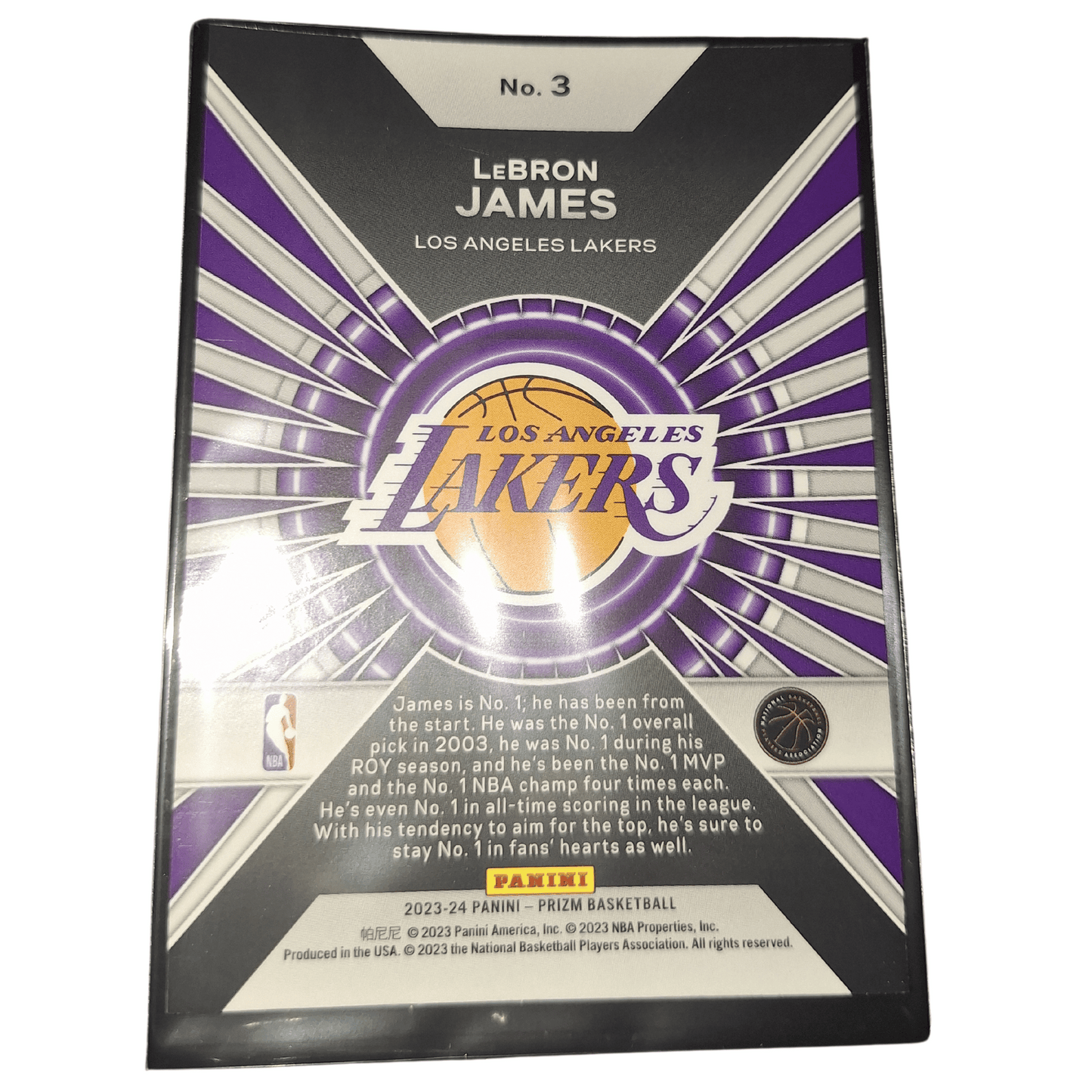 2023-24 Panini Prizm NBA LeBron James #3 Dominance Los Angeles Lakers Basketball Card