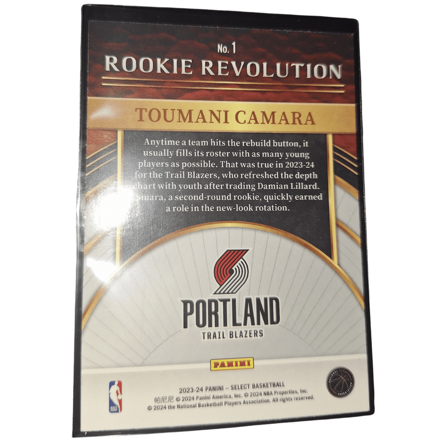 2023-24 Panini Select NBA Toumani Camara #147 RC Rookie Revolution Trail Blazers Basketball Card